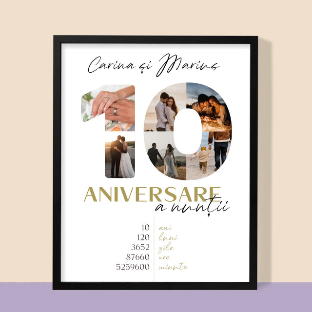 Cuvânt Din Fotografii: A 10-A Aniversare A Nunții - Imprimare Cu Ramă 30X40 (Verticală)