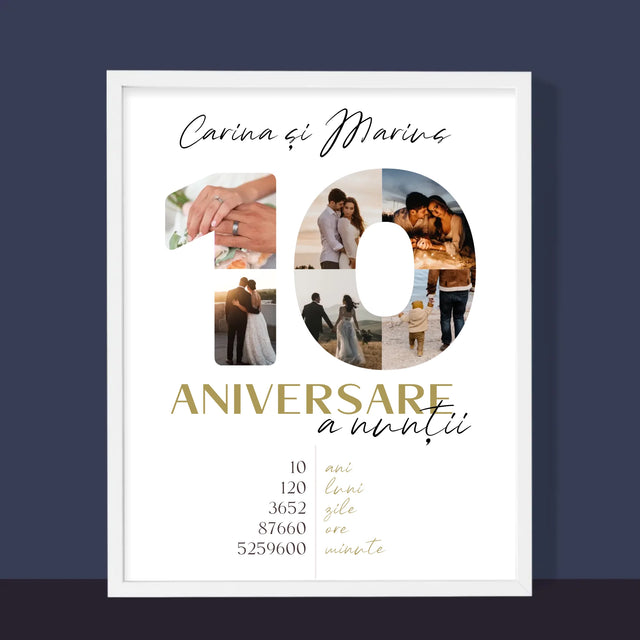 Cuvânt Din Fotografii: A 10-A Aniversare A Nunții - Imprimare Cu Ramă 30X40 (Verticală)