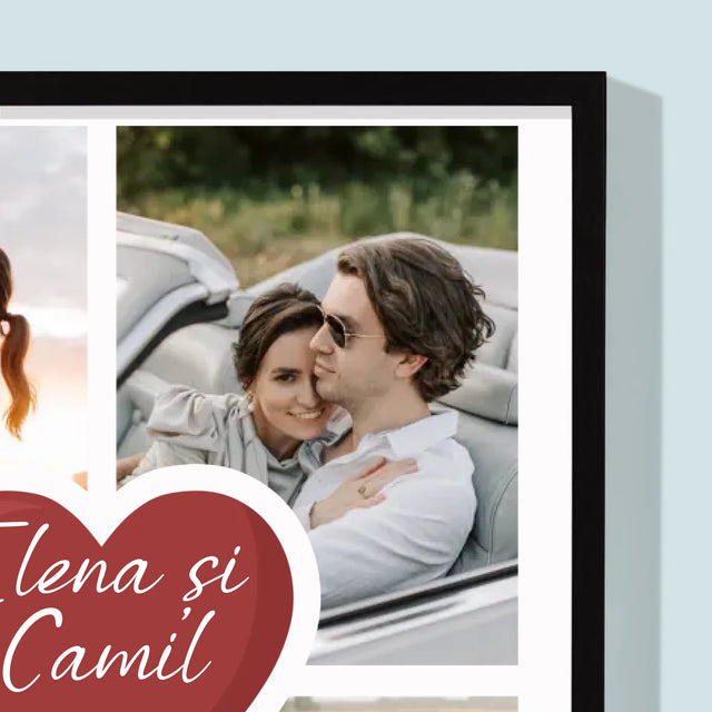 Colaj De Fotografii: Prima Aniversare A Nunții – Inimă - Imprimare Cu Ramă 30X40 (Verticală)