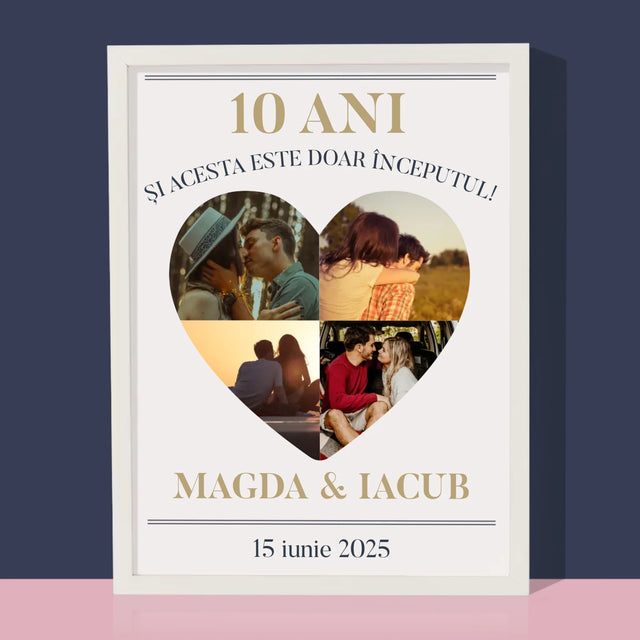 Formă Din Fotografii: Aniversare Inimă - Imprimare Cu Ramă 30X40 (Verticală)