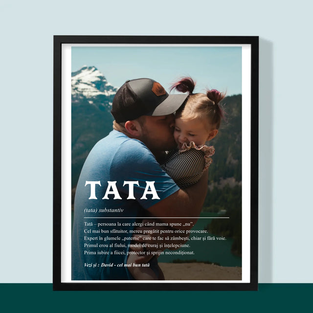 Fotografie Si Semnătură: Definiția Tată - Imprimare Cu Ramă 30X40 (Verticală)