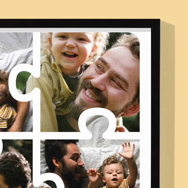 Colaj De Fotografii: Puzzle Fotografie Pentru Tata - Imprimare Cu Ramă 30X40 (Verticală)