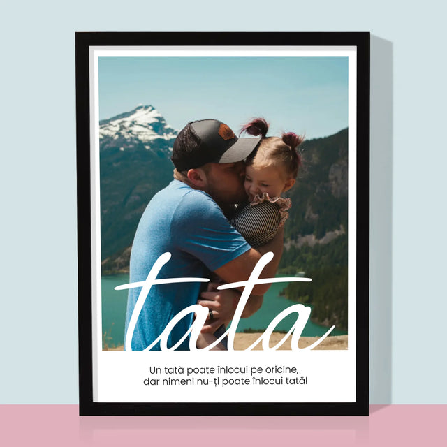 Fotografie și semnătură: Dedicație Tată de Neînlocuit - Imprimeu înrămat | RO