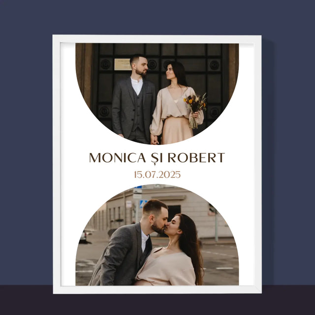 Colaj De Fotografii: Data Nunții - Imprimare Cu Ramă 30X40 (Verticală)