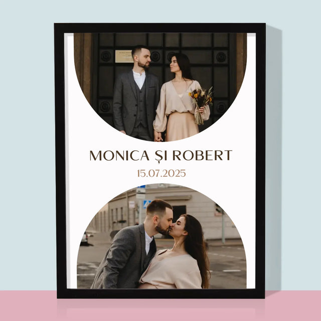 Colaj De Fotografii: Data Nunții - Imprimare Cu Ramă 30X40 (Verticală)