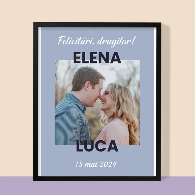 Fotografie Si Semnătură: Felicitări De Nuntă - Imprimare Cu Ramă 30X40 (Verticală)