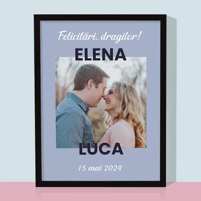 Fotografie Si Semnătură: Felicitări De Nuntă - Imprimare Cu Ramă 30X40 (Verticală)