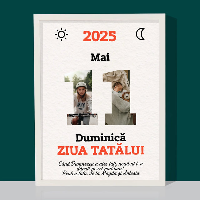 Cuvânt Din Fotografii: Felicitare Calendar Ziua Tatălui - Imprimare Cu Ramă 30X40 (Verticală)