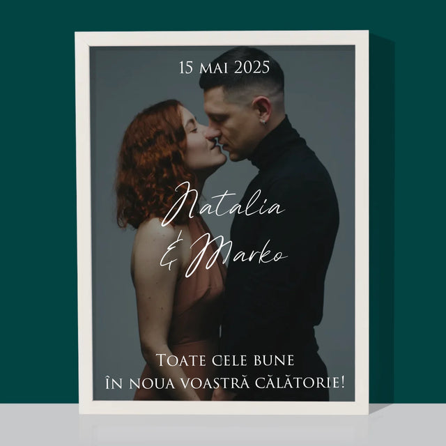 Fotografie Si Semnătură: Urări Fotografie De Nuntă - Imprimare Cu Ramă 30X40 (Verticală)