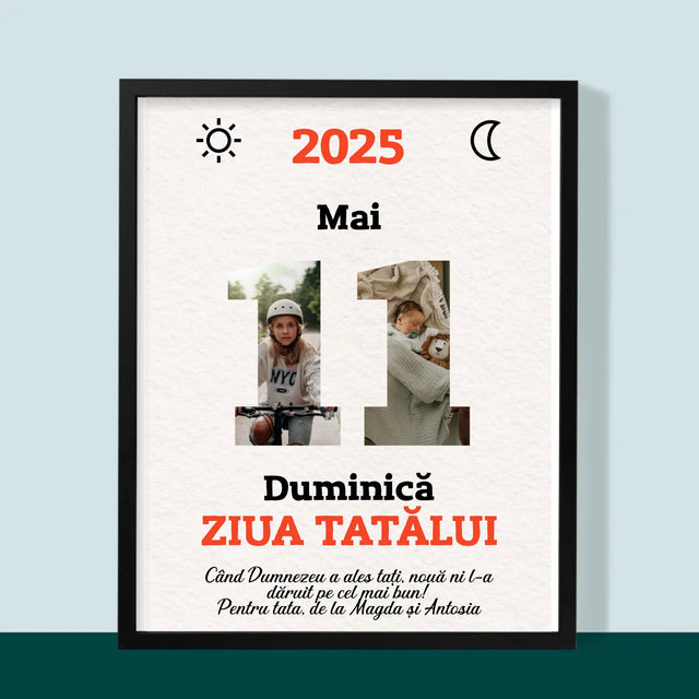 Cuvânt Din Fotografii: Felicitare Calendar Ziua Tatălui - Imprimare Cu Ramă 30X40 (Verticală)