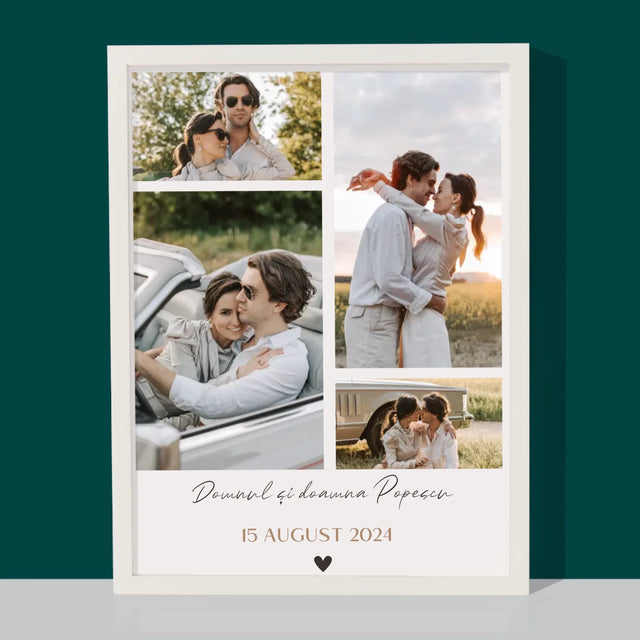 Colaj De Fotografii: Dl. Și Dna - Imprimare Cu Ramă 30X40 (Verticală)
