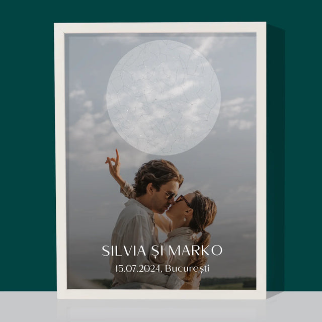 Harta Stelelor: Nunta - Imprimare Cu Ramă 30X40 (Verticală)