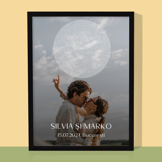 Harta Stelelor: Nunta - Imprimare Cu Ramă 30X40 (Verticală)