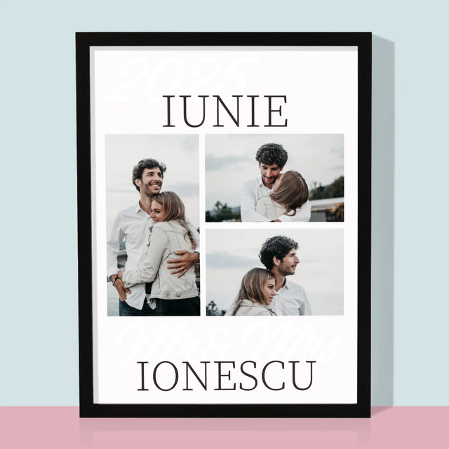 Colaj De Fotografii: Mr&Mrs Data - Imprimare Cu Ramă 30X40 (Verticală)