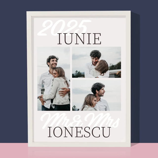 Colaj De Fotografii: Mr&Mrs Data - Imprimare Cu Ramă 30X40 (Verticală)