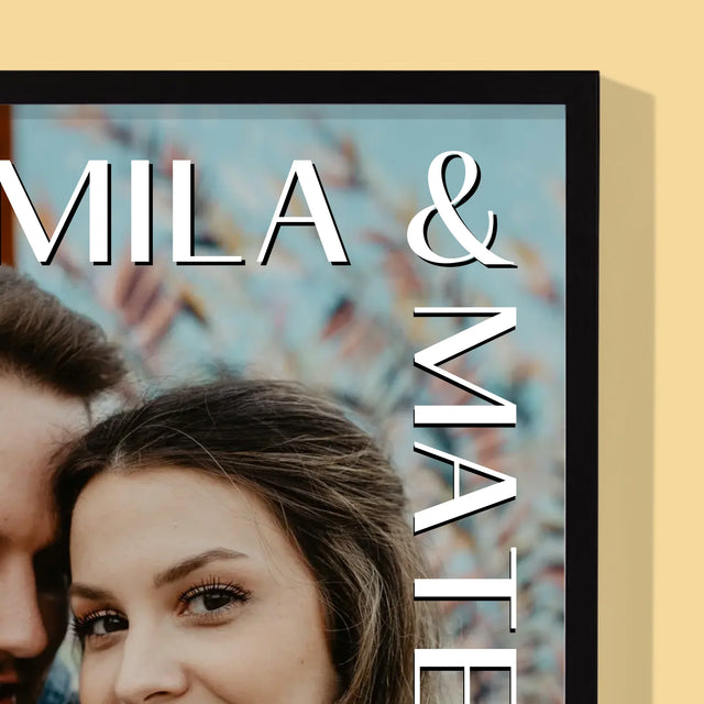 Fotografie Si Semnătură: Nume Nuntă - Imprimare Cu Ramă 30X40 (Verticală)