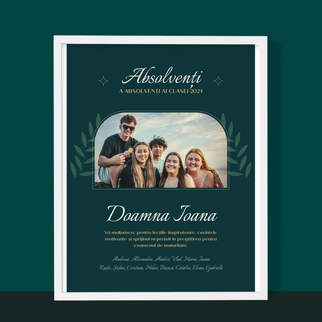 Monogramă: Profesor Vă Mulțumesc - Imprimare Cu Ramă 30X40 (Verticală)