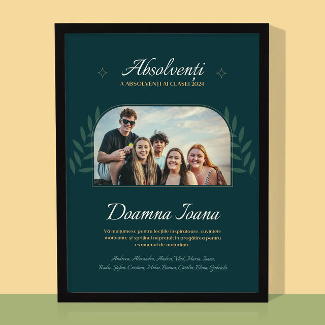 Monogramă: Profesor Vă Mulțumesc - Imprimare Cu Ramă 30X40 (Verticală)