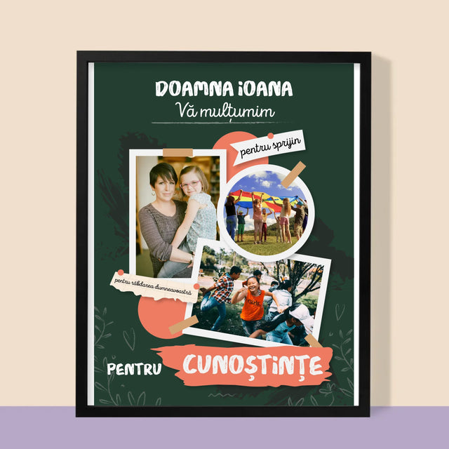 Colaj De Fotografii: Vă Mulțumim Pentru Cunoștințele Dumneavoastră - Imprimare Cu Ramă 30X40 (Verticală)
