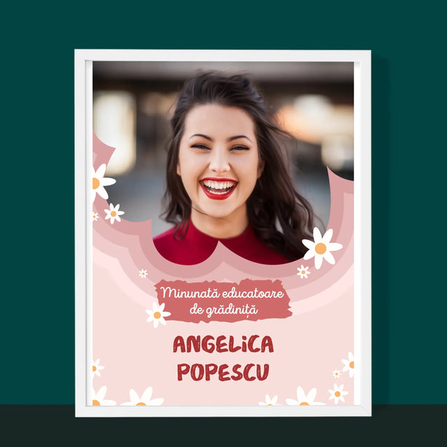 Fotografie Si Semnătură: Minunată Educatoare De Grădiniță - Imprimare Cu Ramă 30X40 (Verticală)