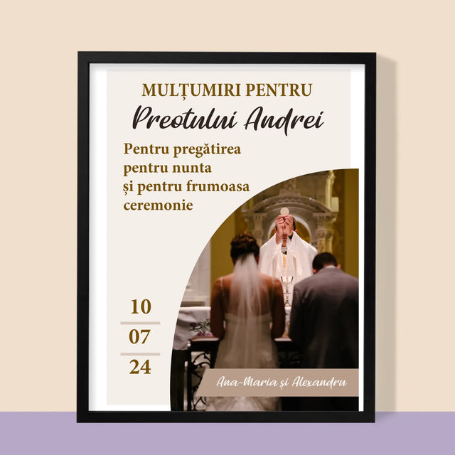 Fotografie Si Semnătură: Mulțumim Pentru Nunta Noastră - Imprimare Cu Ramă 30X40 (Verticală)