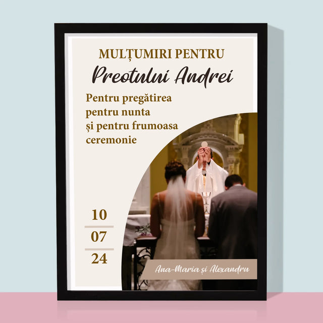 Fotografie Si Semnătură: Mulțumim Pentru Nunta Noastră - Imprimare Cu Ramă 30X40 (Verticală)