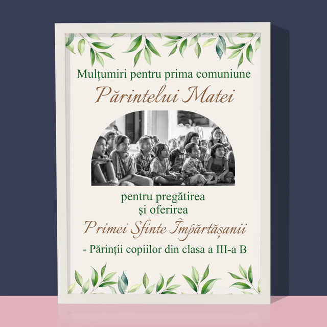 Fotografie Si Semnătură: Mulțumiri Pentru Prima Comuniune - Imprimare Cu Ramă 30X40 (Verticală)