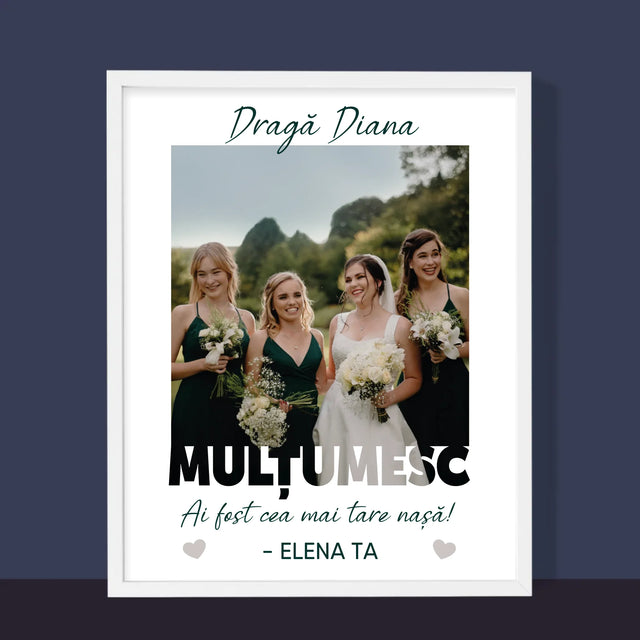 Fotografie Si Semnătură: Ai Fost Cea Mai Tare Nașă! - Imprimare Cu Ramă 30X40 (Verticală)