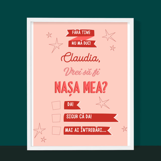 Numele Și Semnătura: Fără Tine Nu Mă Duc - Imprimare Cu Ramă 30X40 (Verticală)