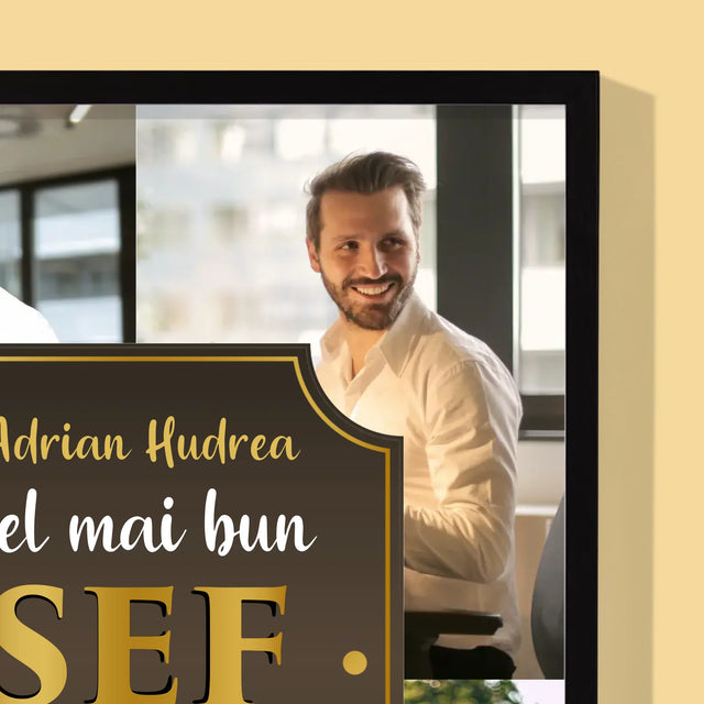 Colaj De Fotografii: Cel Mai Bun Șef Din Lume - Imprimare Cu Ramă 30X40 (Verticală)