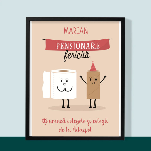 Numele Și Semnătura: Pensionare Fericită - Imprimare Cu Ramă 30X40 (Verticală)
