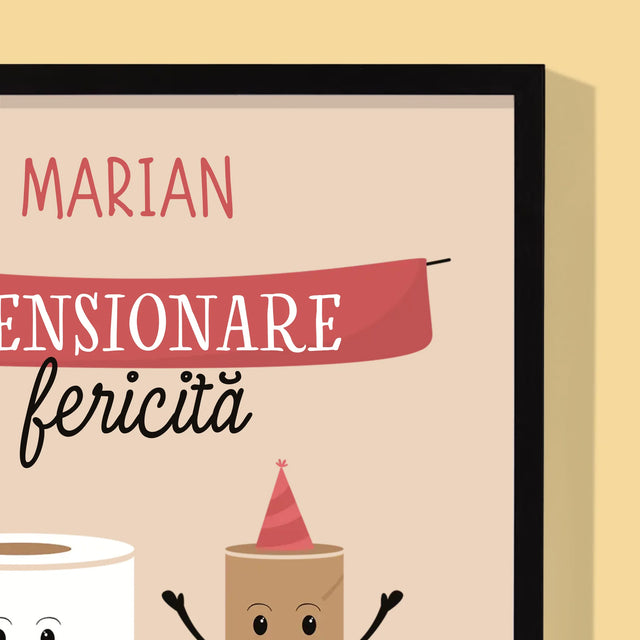 Numele Și Semnătura: Pensionare Fericită - Imprimare Cu Ramă 30X40 (Verticală)