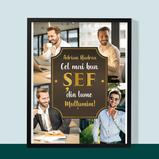 Colaj De Fotografii: Cel Mai Bun Șef Din Lume - Imprimare Cu Ramă 30X40 (Verticală)