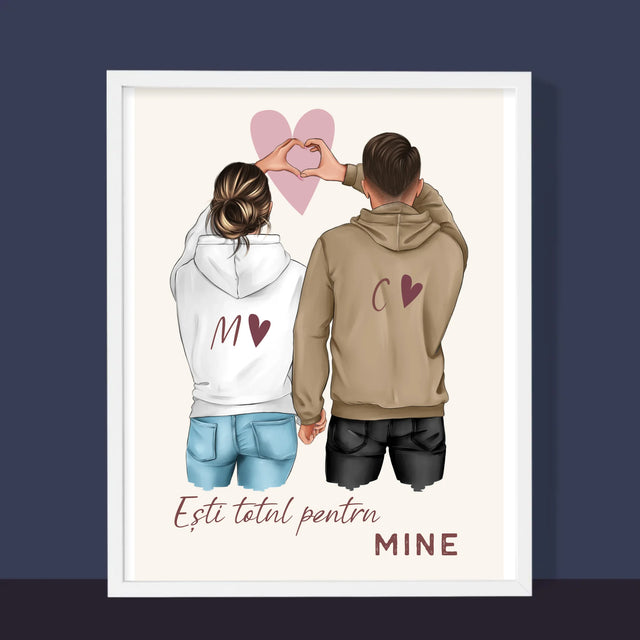 Creator De Personaj: Cuplu Inimă - Imprimare Cu Ramă 30X40 (Verticală)