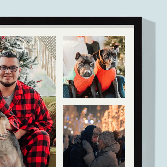 Colaj De Fotografii: Sărbători Fericite - Imprimare Cu Ramă 30X40 (Verticală)