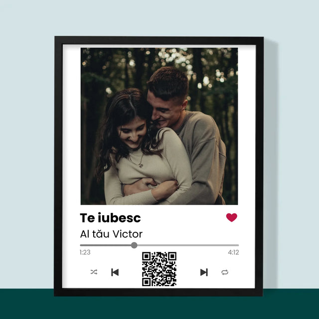 Fotografie Si Semnătură: Spotify Cu Cod Qr - Imprimare Cu Ramă 30X40 (Verticală)