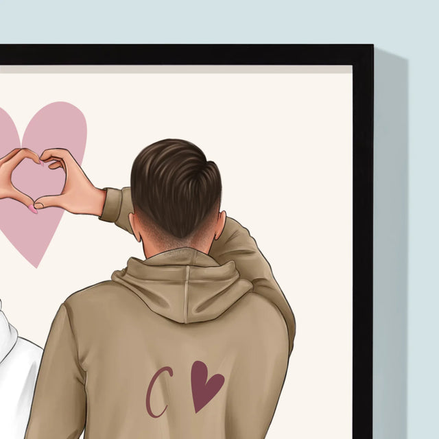 Creator De Personaj: Cuplu Inimă - Imprimare Cu Ramă 30X40 (Verticală)