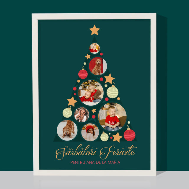 Colaj De Fotografii: Brad, Jucării De Brad - Imprimare Cu Ramă 30X40 (Verticală)