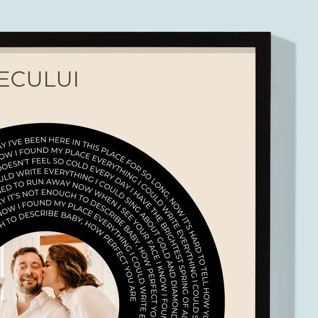 Fotografie Si Semnătură: Textul Cântecului Cu Fotografia Ta - Imprimare Cu Ramă 30X40 (Verticală)