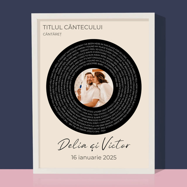 Fotografie Si Semnătură: Textul Cântecului Cu Fotografia Ta - Imprimare Cu Ramă 30X40 (Verticală)