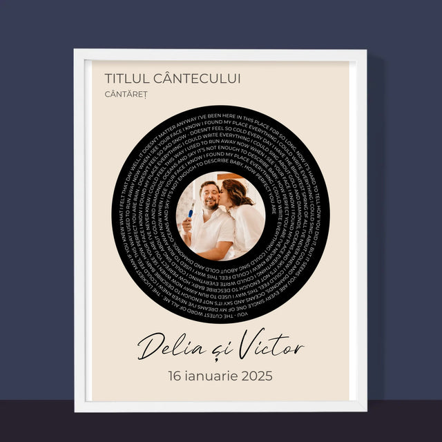 Fotografie Si Semnătură: Textul Cântecului Cu Fotografia Ta - Imprimare Cu Ramă 30X40 (Verticală)