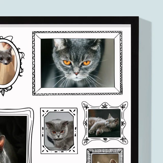 Colaj De Fotografii: Perete Galereia Cu Pisic - Imprimare Cu Ramă 30X40 (Verticală)