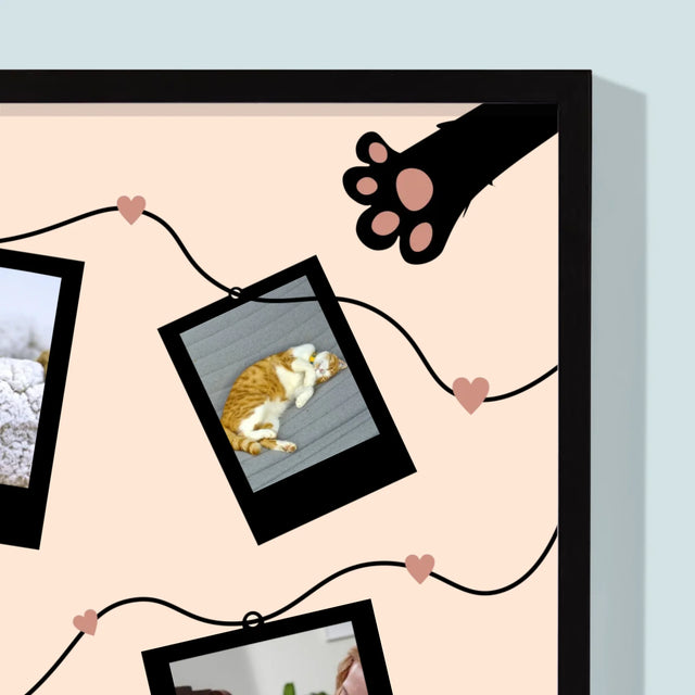 Colaj De Fotografii: Mama Pisică Polaroid - Imprimare Cu Ramă 30X40 (Verticală)