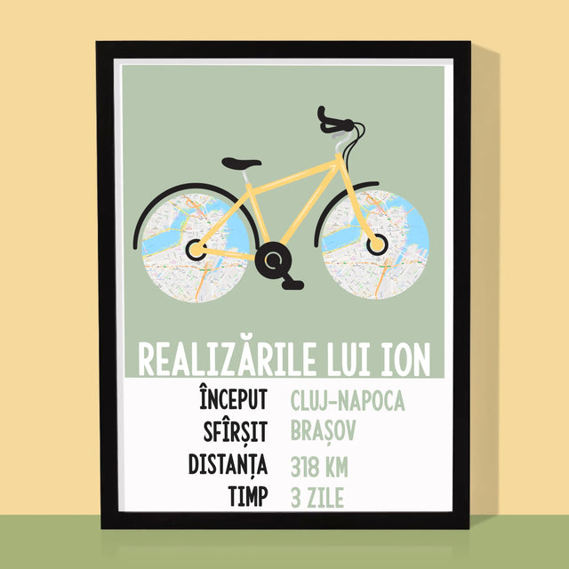 Harta Oraș: Realizările Biciclistului - Imprimare Cu Ramă 30X40 (Verticală)