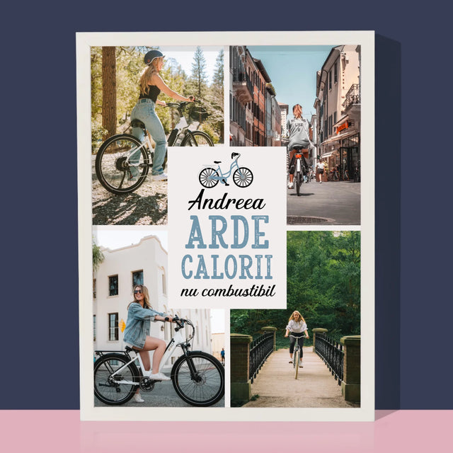 Colaj De Fotografii: Arde Calorii, Dar Nu Combustibil - Imprimare Cu Ramă 30X40 (Verticală)