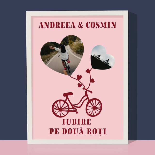 Colaj De Fotografii: Iubire Pe Două Roți - Imprimare Cu Ramă 30X40 (Verticală)