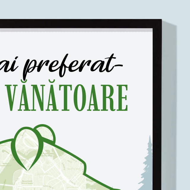 Harta Oraș: Cel Mai Preferat Loc De Vînătoare - Imprimare Cu Ramă 30X40 (Verticală)