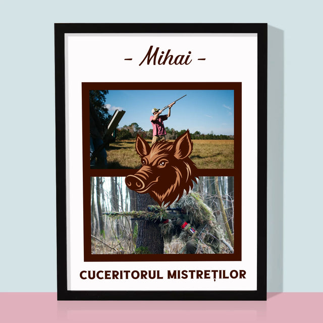Colaj De Fotografii: Cuceritorul Mistreților - Imprimare Cu Ramă 30X40 (Verticală)