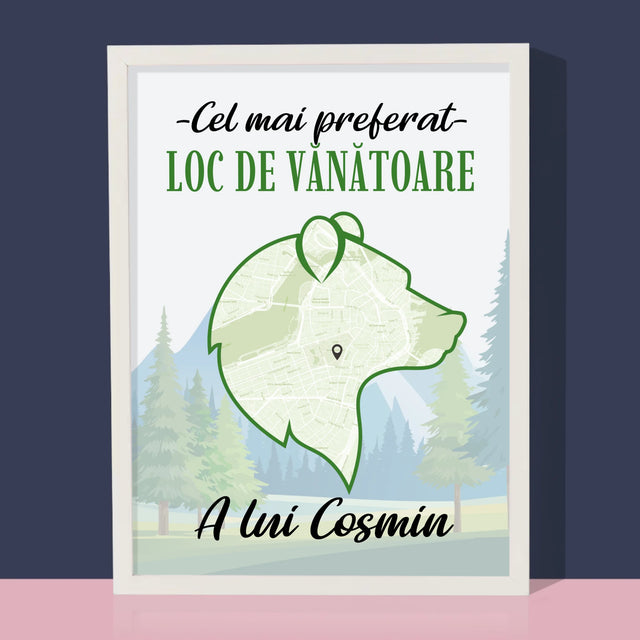 Harta Oraș: Cel Mai Preferat Loc De Vînătoare - Imprimare Cu Ramă 30X40 (Verticală)