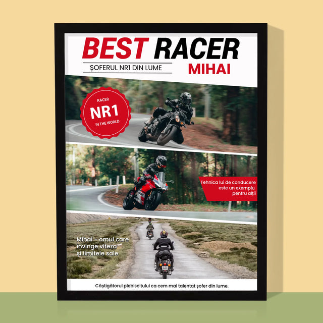 Copertă Derevistă: Best Racer - Imprimare Cu Ramă 30X40 (Verticală)